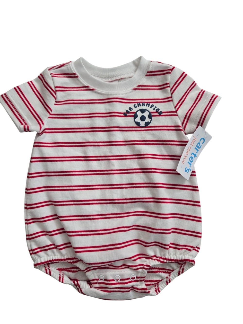 Carter's Infant Red & White Striped Soccer Romper - NWT - Size 6 M